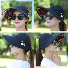 Load image into Gallery viewer, Summer Modern Adult Hats For Women Foldable Sun Hat Women's Adjustable Packable Roll-Up Visor Flower Hat Outdoor Female Casual Baseball Cap For Sport