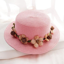 Load image into Gallery viewer, Summer New Sun Hat Stylish Bowknot Straw Hat For Women Beach Caps Parent-child Summer New Women's Sun Hat Bucket Cap Beige Flowers Ribbon Party Straw Hat For Women