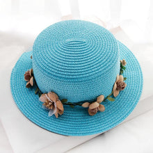 Load image into Gallery viewer, Summer New Sun Hat Stylish Bowknot Straw Hat For Women Beach Caps Parent-child Summer New Women's Sun Hat Bucket Cap Beige Flowers Ribbon Party Straw Hat For Women