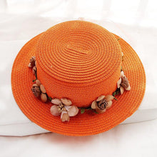 Load image into Gallery viewer, Summer New Sun Hat Stylish Bowknot Straw Hat For Women Beach Caps Parent-child Summer New Women's Sun Hat Bucket Cap Beige Flowers Ribbon Party Straw Hat For Women