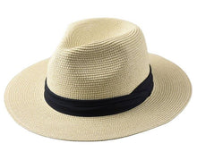 Load image into Gallery viewer, Summer Outdoor Men Large Size Hats Lady Beach Wide Brim Straw Hat Unisex Luxury Straw Hat Classic Mens Dress Hats Party Accessories