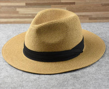Load image into Gallery viewer, Summer Outdoor Men Large Size Hats Lady Beach Wide Brim Straw Hat Unisex Luxury Straw Hat Classic Mens Dress Hats Party Accessories