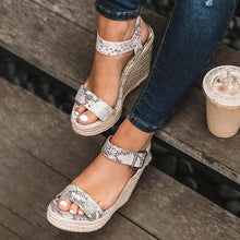 Load image into Gallery viewer, Summer Sandals Women Platform Shoes Candy Color Casual Girls Slip On Strap Cross Platform Espadrille Open Toe High Heel Sandals With Ankle Strap Buckle Up Shoes