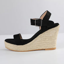 Load image into Gallery viewer, Summer Sandals Women Platform Shoes Candy Color Casual Girls Slip On Strap Cross Platform Espadrille Open Toe High Heel Sandals With Ankle Strap Buckle Up Shoes