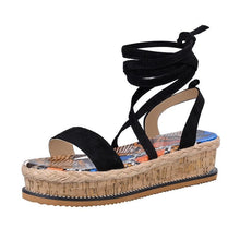 Load image into Gallery viewer, Summer Sandals Women Platform Shoes Candy Color Casual Girls Slip On Strap Cross Platform Espadrille Open Toe High Heel Sandals With Ankle Strap Buckle Up Shoes
