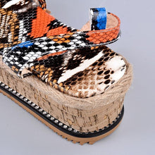Load image into Gallery viewer, Summer Sandals Women Platform Shoes Candy Color Casual Girls Slip On Strap Cross Platform Espadrille Open Toe High Heel Sandals With Ankle Strap Buckle Up Shoes