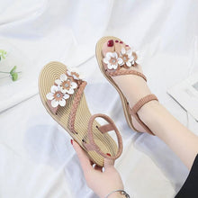 Load image into Gallery viewer, Summer Shoes Woman Sandals Elastic Ankle Strap Flat Sandals Flowers Beach Ankle Strap Sandals Slip On Flat Sandal Elastic Comfort Summer Shoes Comfortable Quick-Drying Casual Sandal
