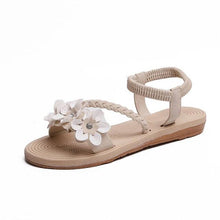 Load image into Gallery viewer, Summer Shoes Woman Sandals Elastic Ankle Strap Flat Sandals Flowers Beach Ankle Strap Sandals Slip On Flat Sandal Elastic Comfort Summer Shoes Comfortable Quick-Drying Casual Sandal