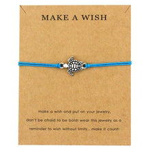 Load image into Gallery viewer, Summer Style Adjustable Jewelry Make a Wish Silver Sea Turtles Charm Women Men Bracelets Beach Sea Turtles Rope String Bracelets Anklets Family Handmade Adjustable Turtle String Bracelet For Women Kids