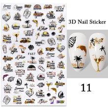 Load image into Gallery viewer, Summer Tropical Plants 3D Nail Sticker Iridescent Leaves Tree Transfer Decals Slider For Nails DIY Nail Art Decoration 3D Nail Stickers Decals Snowflakes Elk Bear Christmas Xmas Transfer Stickers Nail Art Self-Adhesive Decals Decoration Nail Art