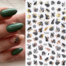 Load image into Gallery viewer, Summer Tropical Plants 3D Nail Sticker Iridescent Leaves Tree Transfer Decals Slider For Nails DIY Nail Art Decoration 3D Nail Stickers Decals Snowflakes Elk Bear Christmas Xmas Transfer Stickers Nail Art Self-Adhesive Decals Decoration Nail Art
