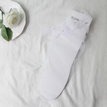 Load image into Gallery viewer, Summer Ultra-Thin Tulle Socks Women Transparent Pearls Long Socks Female Chiffon Lace Up Funny Socks Streetwear See Through Socks Princess Cute Socks For Women