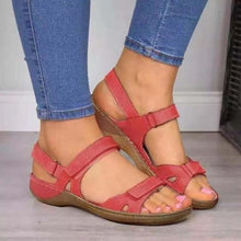 Load image into Gallery viewer, Summer Woman Sandals New College Style Sandals Low Heel Casual Women Shoes Fashion Leather New Shoes Premium Comfy Hook And Loop Closure Sport Sandal Casual Flat Arch Support Outdoor Modern Shoes For Summer