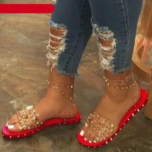 Load image into Gallery viewer, Summer Woman Transparent Buckle Strap Shoes Women's Sandals Cute Flat Dressy Summer Beach Flat Sandals Casual Open Toe Buckle Ankle Strap Sandals Shoes Flat Sandals Adjustable Buckle For Women