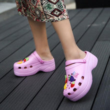 Load image into Gallery viewer, Summer Women Clogs Platform Garden Sandals Fruit Slippers Slip On Beach Shoes Fashion Slides Platform Clogs Beach Sandals Slippers For Women