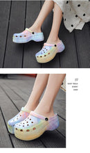 Load image into Gallery viewer, Summer Women Clogs Quick Dry Rainbow Tie Thick Wedges Garden Shoes Beach Sandals Flip Flops For Women Slipper Lightweight Home Slip On Walking Casual Art Painted Travel Holiday Shoes