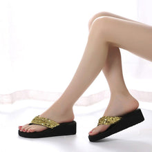 Load image into Gallery viewer, Summer Women Flip Flops Casual Sequins Anti-Slip Slippers Beach Flip Flat Sandals Beach Open Toe Shoes Womens Glitter Bling Fancy Slide Flat Low Sparkle Sandals Elegant Shoes