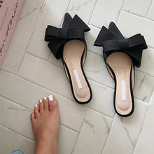 Load image into Gallery viewer, Summer Women's Shoes Silk Satin Trendy Slippers Flat Heel Women's Shoes Silk Satin Pointed Bow Tie Flat Heel Outdoor Sandals Slides Party Sandals Casual Shoes Summer Low Heeled