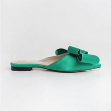 Load image into Gallery viewer, Summer Women's Shoes Silk Satin Trendy Slippers Flat Heel Women's Shoes Silk Satin Pointed Bow Tie Flat Heel Outdoor Sandals Slides Party Sandals Casual Shoes Summer Low Heeled