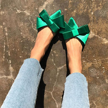 Load image into Gallery viewer, Summer Women's Shoes Silk Satin Trendy Slippers Flat Heel Women's Shoes Silk Satin Pointed Bow Tie Flat Heel Outdoor Sandals Slides Party Sandals Casual Shoes Summer Low Heeled