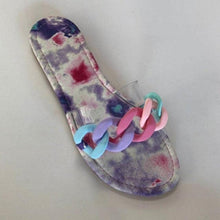 Load image into Gallery viewer, Summer Women's Slippers Flats Metal Chain Slides Square Toe Flip Flops Woman Beach Slipper Beach Open Toe Flat Slippers Fashion Golden Chain Luxury Slide Flip Flops Slip On Outdoor Slipper