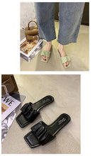 Load image into Gallery viewer, Summer Women Sandals Slippers Pleated Flip Flop Casual Beach Square Open Toe Shoes Outdoor Slippers Open Toe Flat Sandals Slip On Slide Sandals Strap Flat Sandals