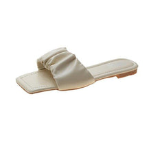 Load image into Gallery viewer, Summer Women Sandals Slippers Pleated Flip Flop Casual Beach Square Open Toe Shoes Outdoor Slippers Open Toe Flat Sandals Slip On Slide Sandals Strap Flat Sandals