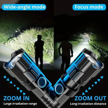 Load image into Gallery viewer, Super Bright Flashlight, USB Rechargeable Telescopic Zoom Wide Beam