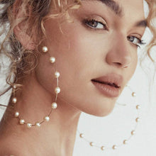 Load image into Gallery viewer, Super Huge Circle Pearls Earrings Thin Dangle