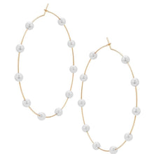 Load image into Gallery viewer, Super Huge Circle Pearls Earrings Thin Dangle