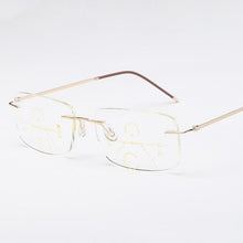 Load image into Gallery viewer, Super Light Multifocal Progressive Reading Glasses For Men And Women Anti Blue Light Near Far Sight Eyewear For Men And Women Rimless Progressive Multifocus Reading Glasses Blue Light Blocking No Line Multifocal Computer Readers for Women Men