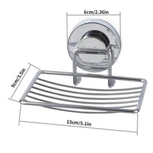 Load image into Gallery viewer, Super Strong Vacuum Suction Cup Soap Holder Drain Stainless Steel Wall-Mounted Soap Dish Shower Box Dish Punch-Free Bathroom Accessories Bathroom Soap Dish Holder Shower Soap Dish Saver Tray Bar Soap Sponge Holder for Shower Bathroom And Kitchen