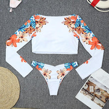 Load image into Gallery viewer, Surfing Swimsuit For Women Bikini Long Sleeve Swimwear Tiger Print Push Up Summer Bath Suit Two Piece Surfing Rash Guard Bikini Long Sleeve Swimsuit Set