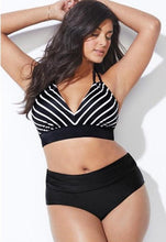 Load image into Gallery viewer, Swimwear High Waist Two Piece Plus Size Large Size Plus Fat Printed Swimsuit Women Back Bikini Beach Bathing Suit Women High Waist Swimsuits Triangle Bathing Suit