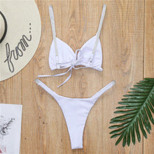 Load image into Gallery viewer, Swimwear Women Micro Bikini Solid Black G-String Swimsuits Bathers Bathing Suit 2 Piece Set Bikinis For Women Bathing Suit Women's Two-Piece Swimwear