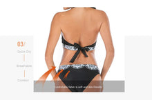 Load image into Gallery viewer, Swimwear Women Plus Size Two-Pieces Split Bikinis Set Padded Push Up Bikini Set Two Pieces Swimsuit Women Swimwear Bathing Suit Gifts For Mom Wife Girlfriend Bathing Suit Push Up Padded Halter Polyester Print Beachwear Swimsuit