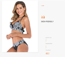 Load image into Gallery viewer, Swimwear Women Plus Size Two-Pieces Split Bikinis Set Padded Push Up Bikini Set Two Pieces Swimsuit Women Swimwear Bathing Suit Gifts For Mom Wife Girlfriend Bathing Suit Push Up Padded Halter Polyester Print Beachwear Swimsuit