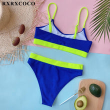Load image into Gallery viewer, Swimwear Women Ribbed Bathing Suit Female Push Up Bikini Set Women's Bathing Suit Lace up Bikini Ribbed Two Piece Swimsuit Beachwear High Waist Bikini Women's Swimsuit
