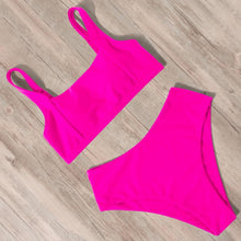 Load image into Gallery viewer, Swimwear Women Ribbed Bathing Suit Female Push Up Bikini Set Women's Bathing Suit Lace up Bikini Ribbed Two Piece Swimsuit Beachwear High Waist Bikini Women's Swimsuit
