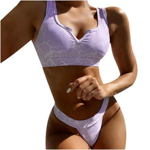 Load image into Gallery viewer, Swimwear Women Swimsuit Push Up Bikinis Fashion Women's Solid Color Bikini Pad Swimwear Swimsuit Beachwear Set Triangle Bikini Bathing Suits