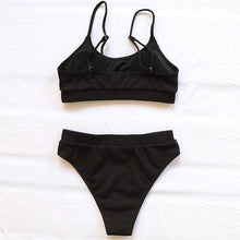 Load image into Gallery viewer, Swimwear Women Swimsuit Push Up Bikinis Fashion Women's Solid Color Bikini Pad Swimwear Swimsuit Beachwear Set Triangle Bikini Bathing Suits