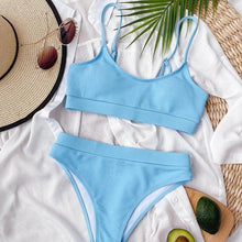 Load image into Gallery viewer, Swimwear Women Swimsuit Push Up Bikinis Fashion Women's Solid Color Bikini Pad Swimwear Swimsuit Beachwear Set Triangle Bikini Bathing Suits