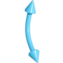 Load image into Gallery viewer, 16G 3/8 Sky Blue Glow In The Dark Effect Cone Curved Eyebrow Ring