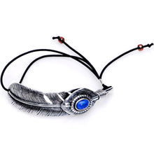 Load image into Gallery viewer, Handcrafted Blue Howlite Bended Feather Nylon Cord Bangle Bracelet