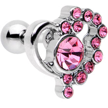 Load image into Gallery viewer, 1/4 Pink Gem Heart Cluster Cartilage Tragus Earring
