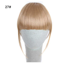 Load image into Gallery viewer, Synthetic Air Bangs Heat Resistant Hairpieces Hair Women Natural Short Black Brown Bangs Hair Clips For Extensions Natural Flat Neat Bangs With Temples For Women One Piece Hairpiece