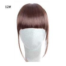 Load image into Gallery viewer, Synthetic Air Bangs Heat Resistant Hairpieces Hair Women Natural Short Black Brown Bangs Hair Clips For Extensions Natural Flat Neat Bangs With Temples For Women One Piece Hairpiece