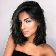 Load image into Gallery viewer, Synthetic Wigs Short Wavy Womens Wig Natural Part Side Hair Black Brown Wigs For Women Heat Resistant Daily Wigs For Black Women Cosplay Wigs For Women Gifts for Girlfriends