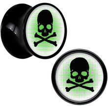 Load image into Gallery viewer, Black Acrylic Green Black Skull Saddle Plug Set 00G
