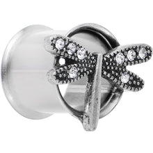 Load image into Gallery viewer, 1/2 Clear Gem Steel Hi Sky Dragonfly Double Flare Tunnel Plug Set